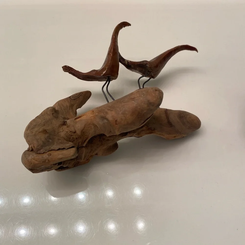 MCM Vintage home decor birds on the wood sculpture